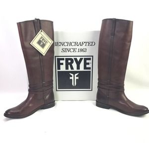 FRYE Shirley Leather Tall Riding Boots Chocolate Brown 77752 6M EU 37 UK 4 NWT